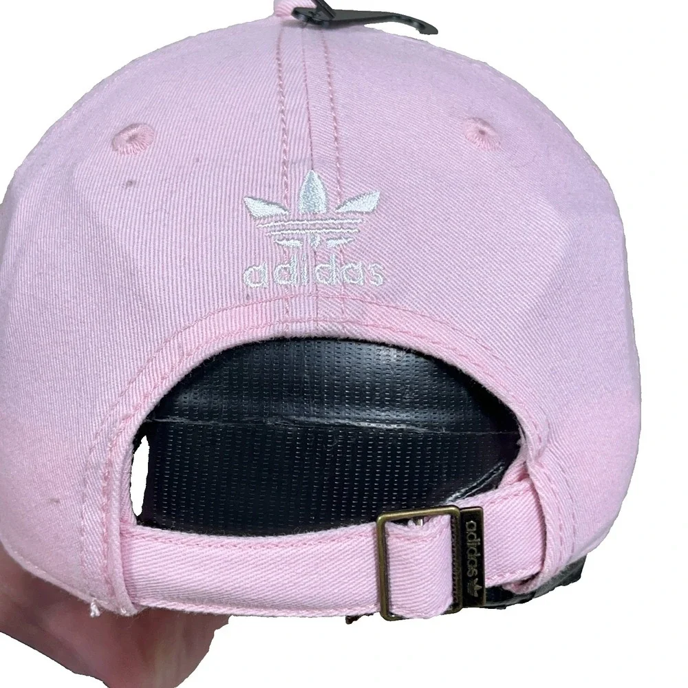 Adidas Hat Cap Strap Back Youth Girls Pink White Trefoil Twill‎ Running Sport